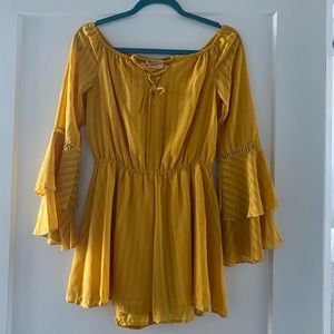 Yellow Off the Shoulder Romper